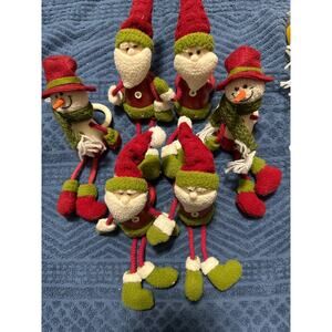 set‎ of 4 Dangle Santa  and 2 Snowman napkin ring holders